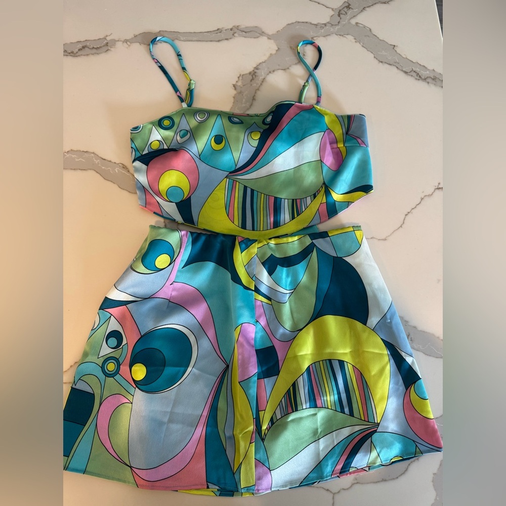 Show Me Your Mumu Satin Scarf Top & Matching Skort